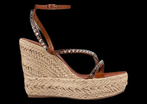 Christian Louboutin Mafaldina Zeppa 120 Braided Wedge Sandals Cuoio Brown (Women's)