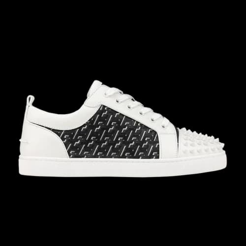 Christian Louboutin Louis Junior Spikes Orlato Flat 'CL Monogram - White Black'
