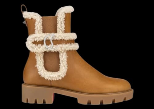 Christian Louboutin CL Chelsea Booty Lug Flat Terra Lin Beige (Women's)