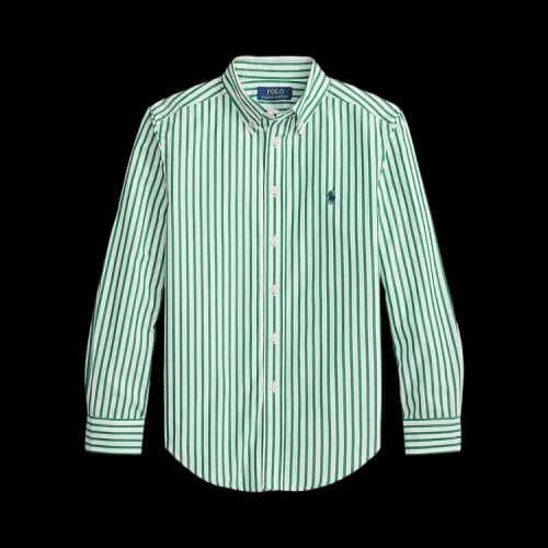 Polo Ralph Lauren Stripe Long-Sleeve Poplin Sport Shirt 'Cruise Green/White'