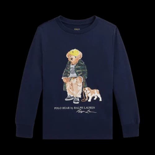 Polo Ralph Lauren Long Sleeve Cotton Jersey Novelty Bear Graphic T-Shirt 'Bear Refined Navy'