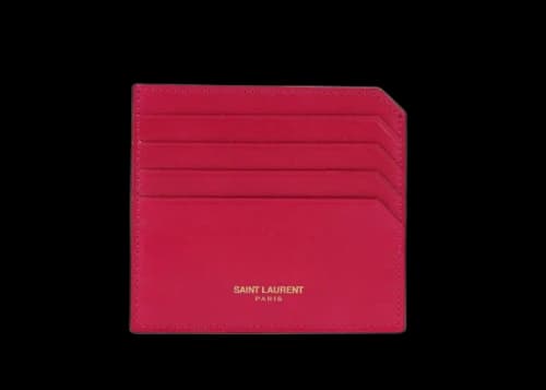 Saint Laurent Leather Card Holder Fuchsia