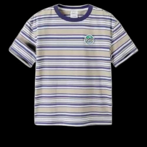 (GS) ASICS Stripe T-shirt 'Beige Blue'