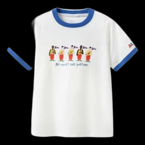 (GS) ASICS Casual Print T-shirt 'White Blue'