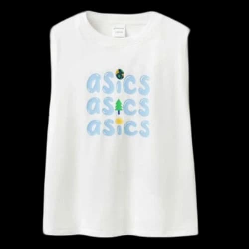 (GS) ASICS Three Rows Logo T-Shirt 'White Blue'