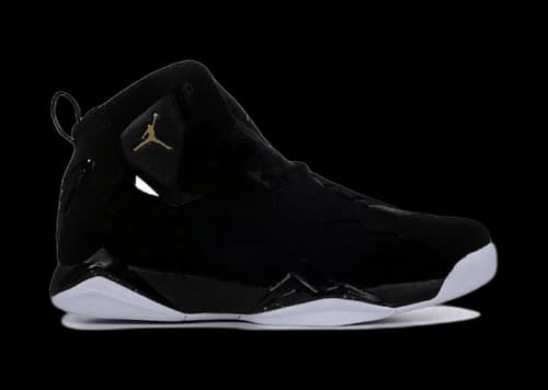 Jordan True Flight Black Metallic Gold Black White