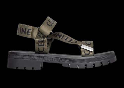 Celine Leo Strappy Sandal Khaki Black