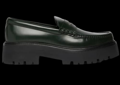 Celine Chunky Bull Penny Loafers Bottle Green