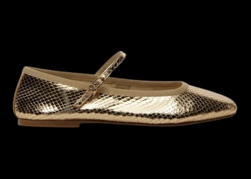 Celine Mary Jane Ballerina Les Ballerines Light Gold (Womens)