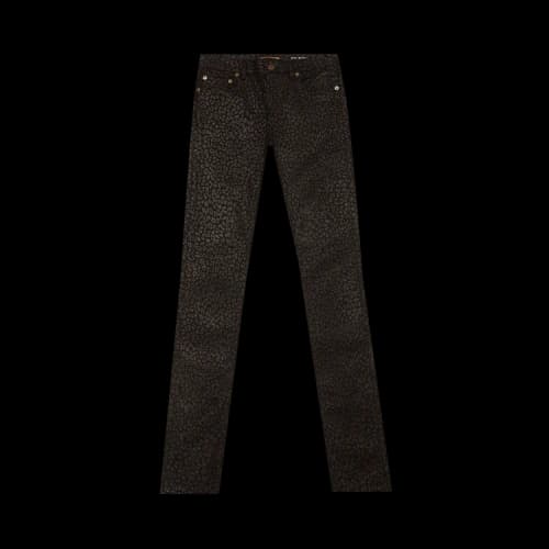 Saint Laurent Mid-Rise Leopard Skinny Jeans 'Black'