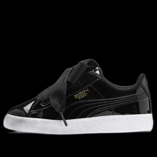 PUMA Basket Heart Patent Little 'Black White'
