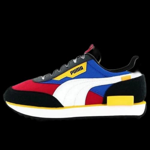 (GS) PUMA Future Rider Play On Low Top Running Shoes Black/White/Yellow