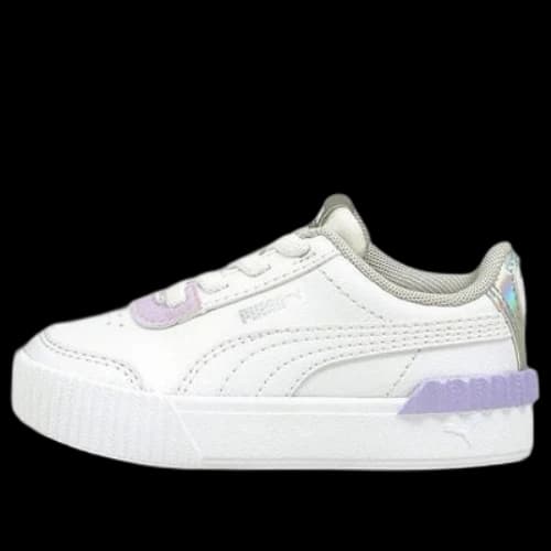 (TD) PUMA Carina Lift Shine Casual Board Shoes White/Purple