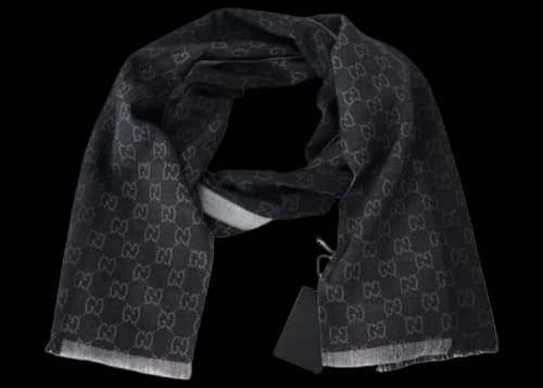 Gucci Wool GG Logo Pattern Scarf Black/Grey