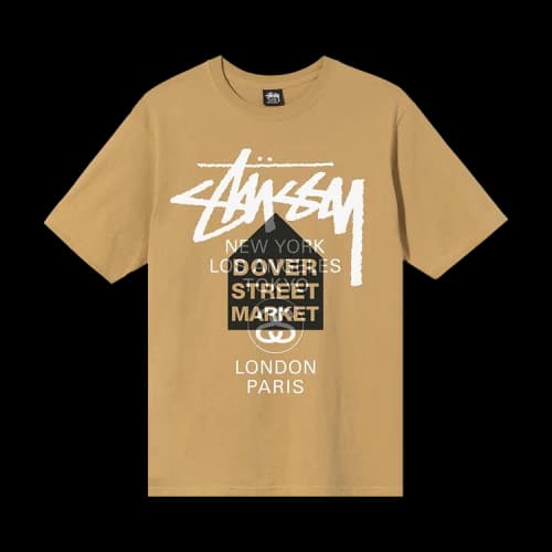 Stussy x Dover Street Market World Tour T-Shirt 'Khaki'