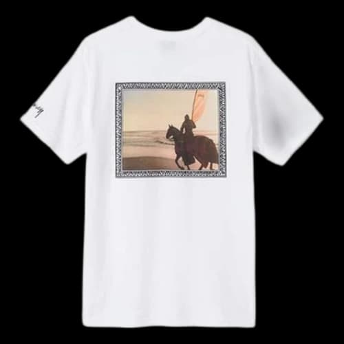 Stussy Knight Painting Printing Short Sleeve Unisex White