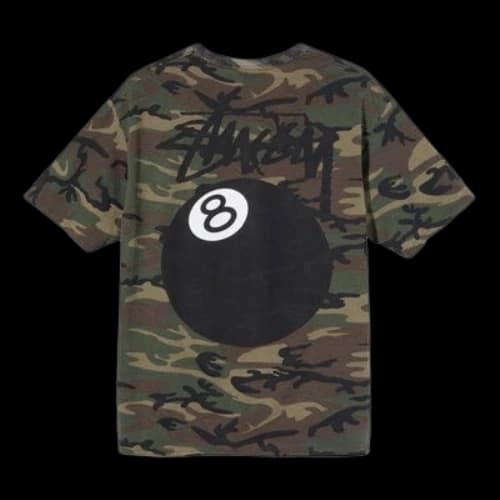 Stussy No. 8 Alphabet Logo Printing Short Sleeve Unisex Camouflage T-Shirt