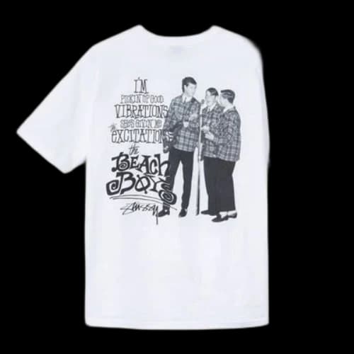 Stussy The Beach Boy Band Portrait Short Sleeve Unisex White