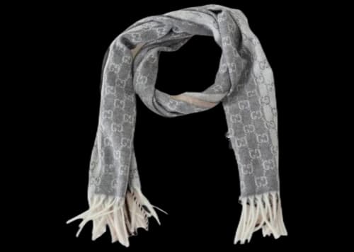 Gucci GG Logo Scarf Pearl Gray