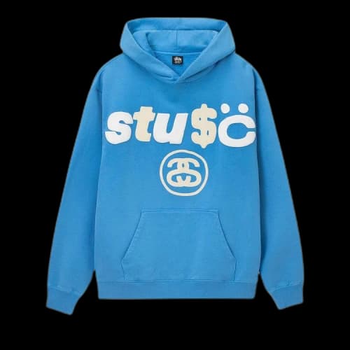 Stussy x Cactus Plant Flea Market 8 Ball Pigment Dyed Hoodie 'Blue'