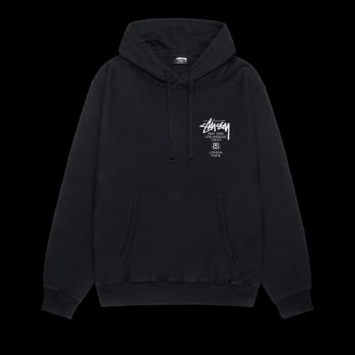 Stussy World Tour Pigment Dyed Hoodie 'Black'