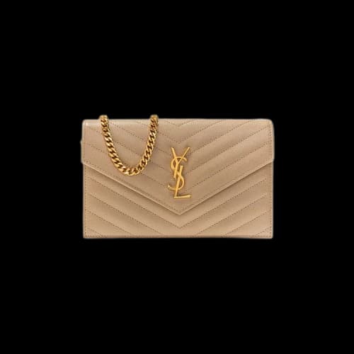 Saint Laurent Envelope Chain Wallet 'Dark Beige'