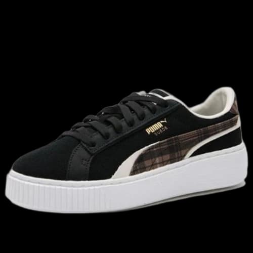PUMA Suede Plat Form Plaid 'Black' (Women's)
