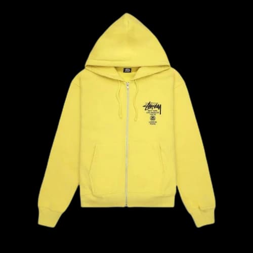 Stussy World Tour Zip Hoodie 'Yellow'