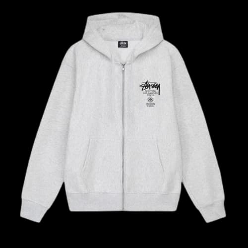 Stussy World Tour Zip Hoodie 'Black'