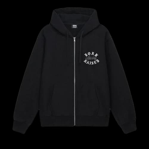 Stussy x Born X Raised Logo Zip Hoodie 'Black'