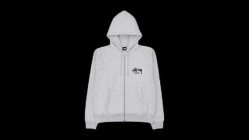 Stussy Stock Seoul Exclusive Zip Up Hooded Sweatshirt Ash Heather