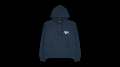 Stussy Stock Seoul Exclusive Zip Up Hooded Sweatshirt Navy