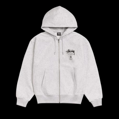 Stussy World Tour Zip Hoodie 'Ash Heather'