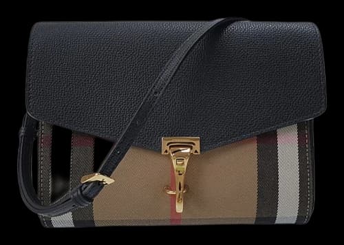 Burberry Small Macken Leather and House Check Crossbody Bag Archive Beige/Black
