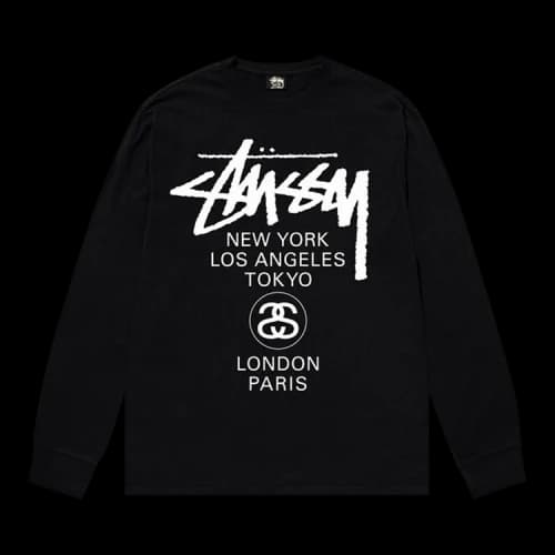 Stussy World Tour L/S Tee Black