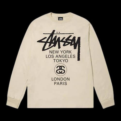 Stussy World Tour Long-Sleeve Tee 'Putty'