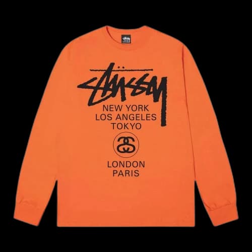 Stussy World Tour Long-Sleeve Tee 'Coral'