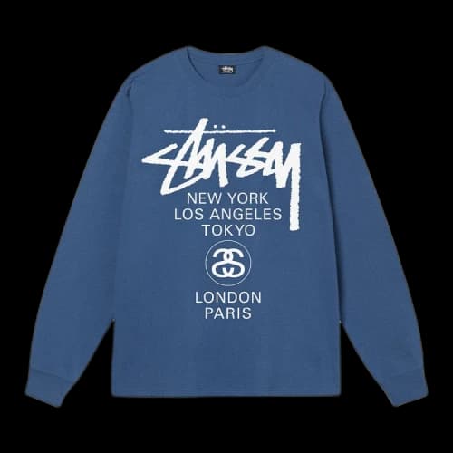 Stussy World Tour Long-Sleeve Tee 'Midnight'