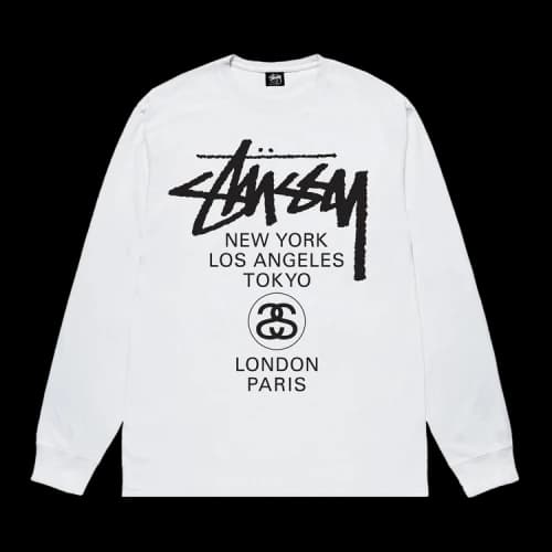 Stussy World Tour Long Sleeve Tee White