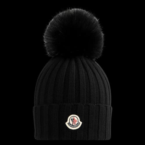 Moncler Pom Pom Wool Beanie 'Black'