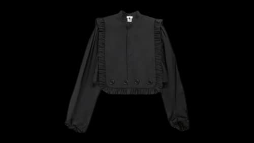 Comme des Garcons Women's Ruffle Trimmed Stand Collar L/S Blouse Black