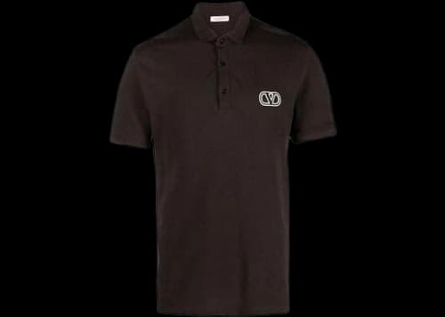 Valentino Logo Patch Poloshirt Brown