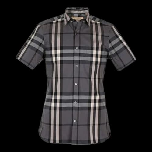Burberry Plaid Short Sleeve Shirt Gray