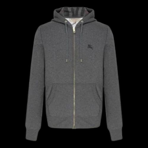 Burberry Logo Embroidery Cotton Zipper Jacket Coat Male Grey