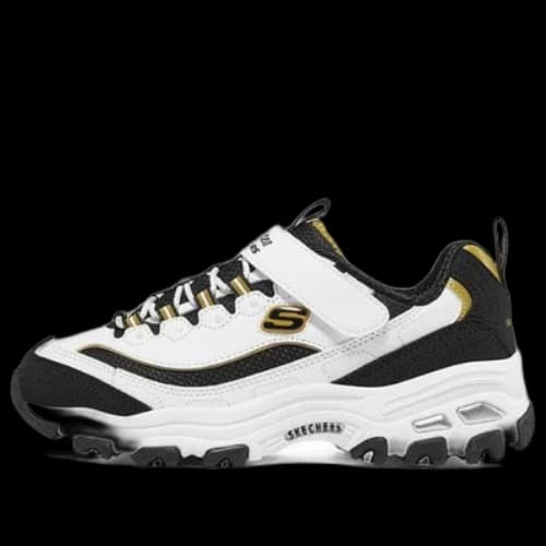 (GS) Skechers D'lites Shoes 'White Black'