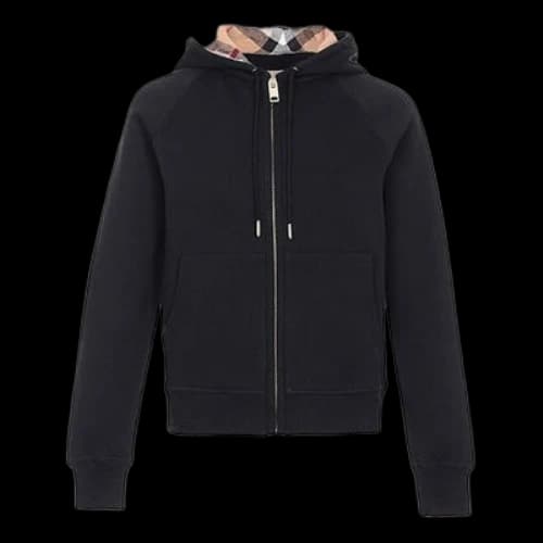 Burberry ribbed Fleece Lined Hooded Jacket Black