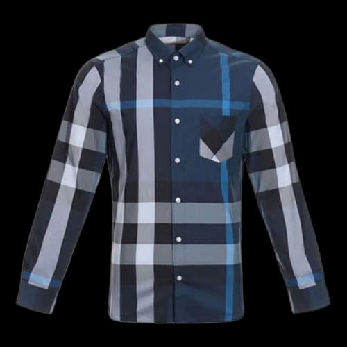 Burberry Classic Plaid Long Sleeves Shirt Blue