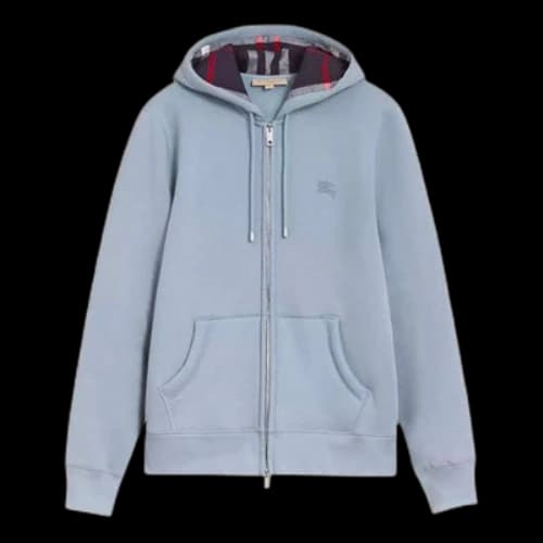 Burberry hooded Zipper Jacket Light Blue