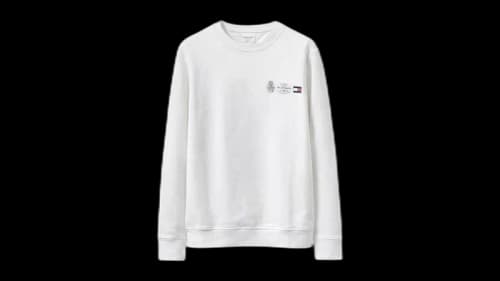 Tommy Hilfiger Small Crest Outline Crewneck Sweater White