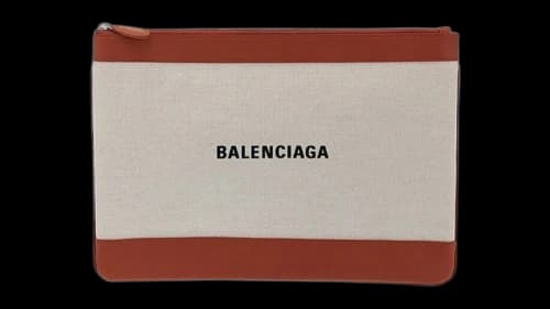 Balenciaga Navy Clip M Clutch Bag Beige/Red